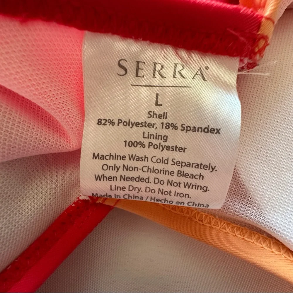 Serra vibrant red orange pink one‎ piece v neck swimsuit women’s large